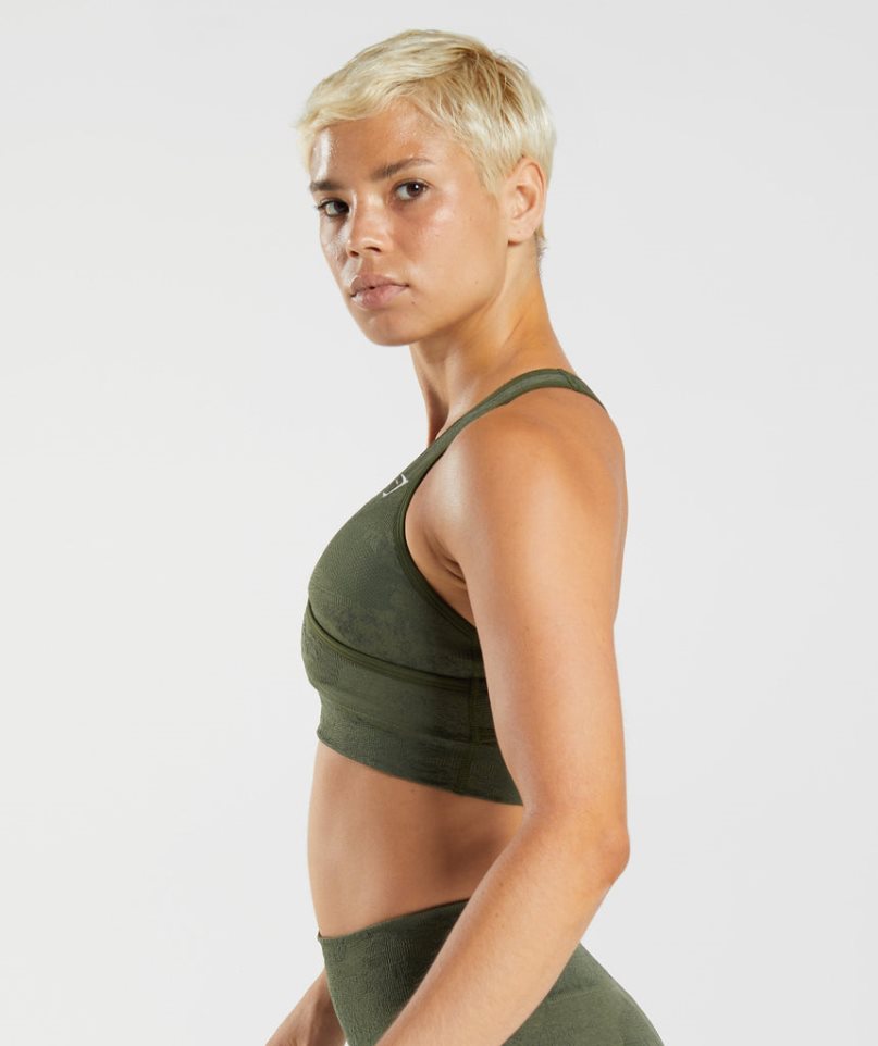 Women's Gymshark Adapt Camo Seamless Sports Bra Olive | CA 30786N